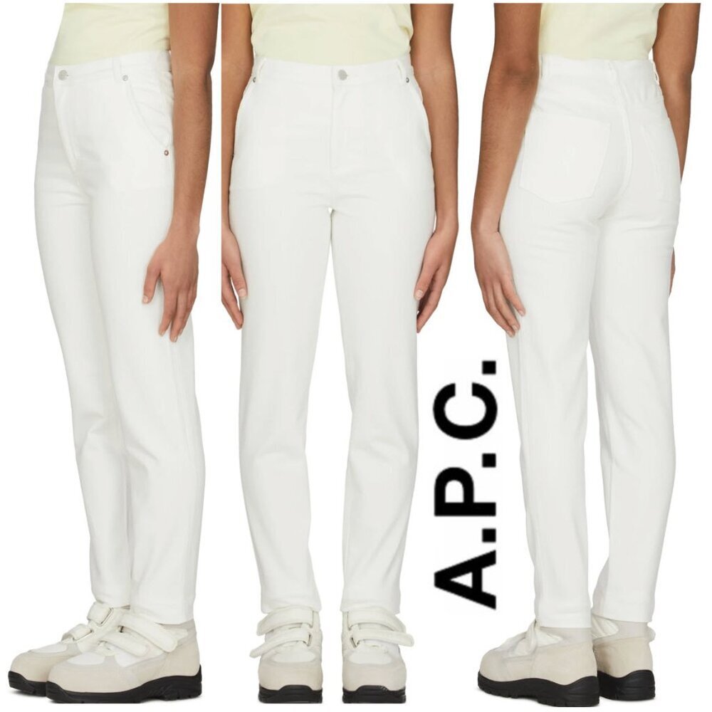 A.P.C. White Chic Jeans Pants 27 Women's High Rise Straight Leg Denim Designer